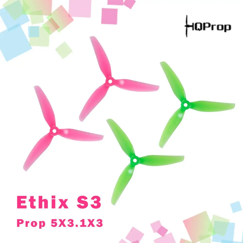 

HQ Ethix S3 Prop 5X3.1X3 5031 5inch 3 blad propeller prop pink & green compatible T-motor for FPV RC racing Drone spare part
