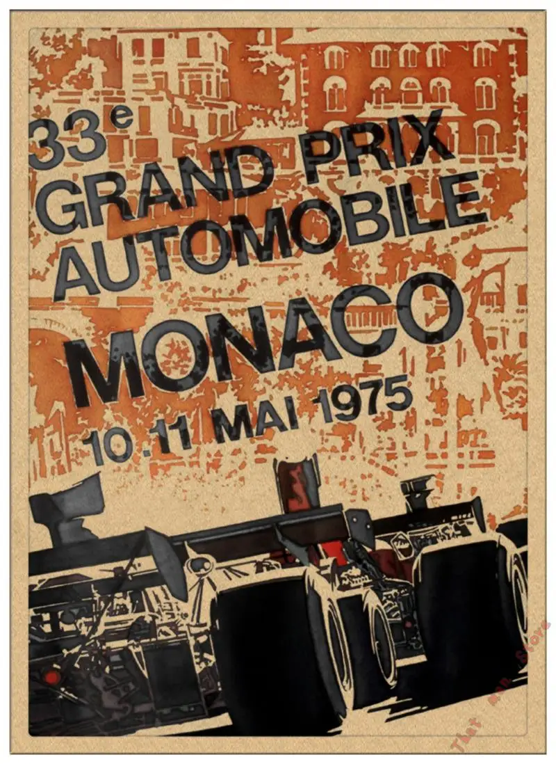 Супер гоночный Ретро мотор Monaco 1937 старинный автомобиль для путешествий, классический винтажный постер, сделай сам, домашний декор из крафт-бумаги