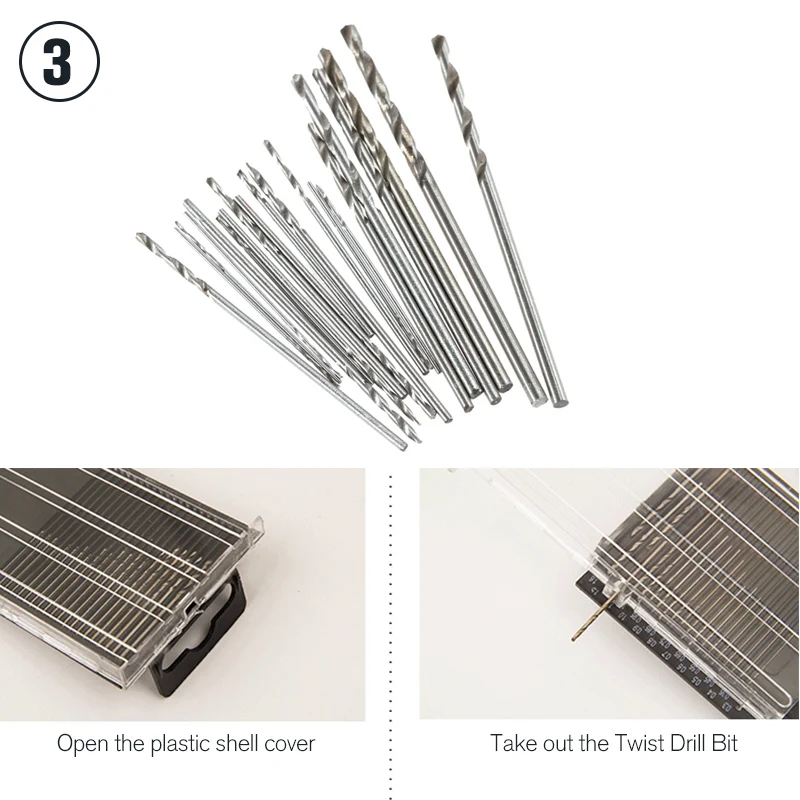 20Pcs/set 0.3mm-1.6mm Mini High Speed Steel HSS Micro Twist Drill Bit Set Power Tools Model Craft With Case Repair Parts