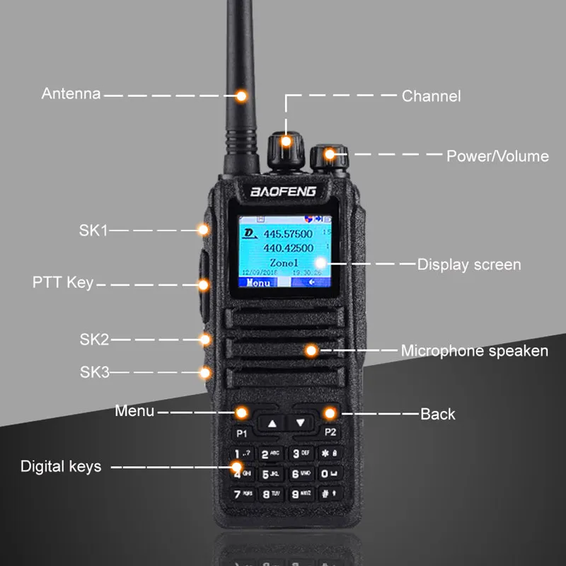 Baofeng DM-1701 Walkie-talkie 2 двухслотовые двухчастотные двухсторонние беспроводные DMR Ham Любительское радио цифровой мобильный радиоприемопередатчик