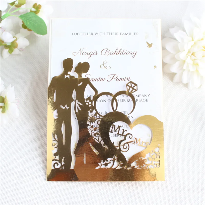 Mr& Mrs Пригласительные открытки для свадебного торжества подарочные открытки для сохранения дня рождения с персонализированной печатью 50 шт./лот