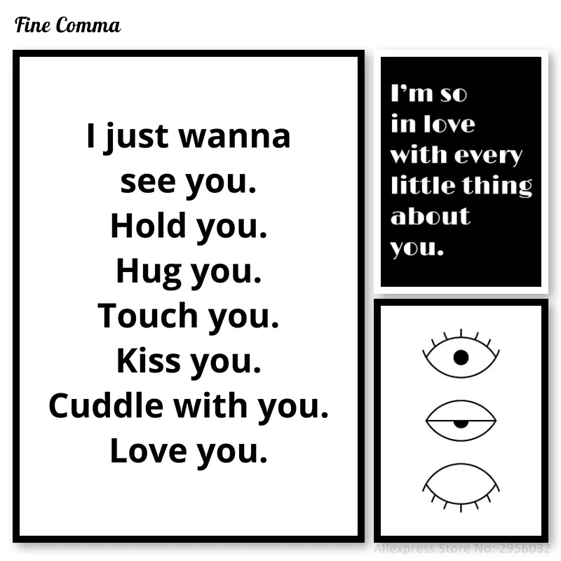 

Wall Art Love Quotes Posters and Prints Pictures Poster Nordic Love Decoration Mini English Love Live Girls Black Canvas Print