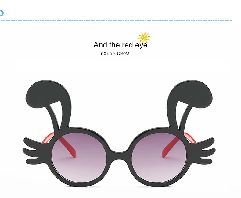 1 (4)MINIMUM Cute rabbit shape Flexible Kids Sunglasses Polarized Child Baby Safety Coating Sun Glasses UV400 Eyewear Shades Infant 