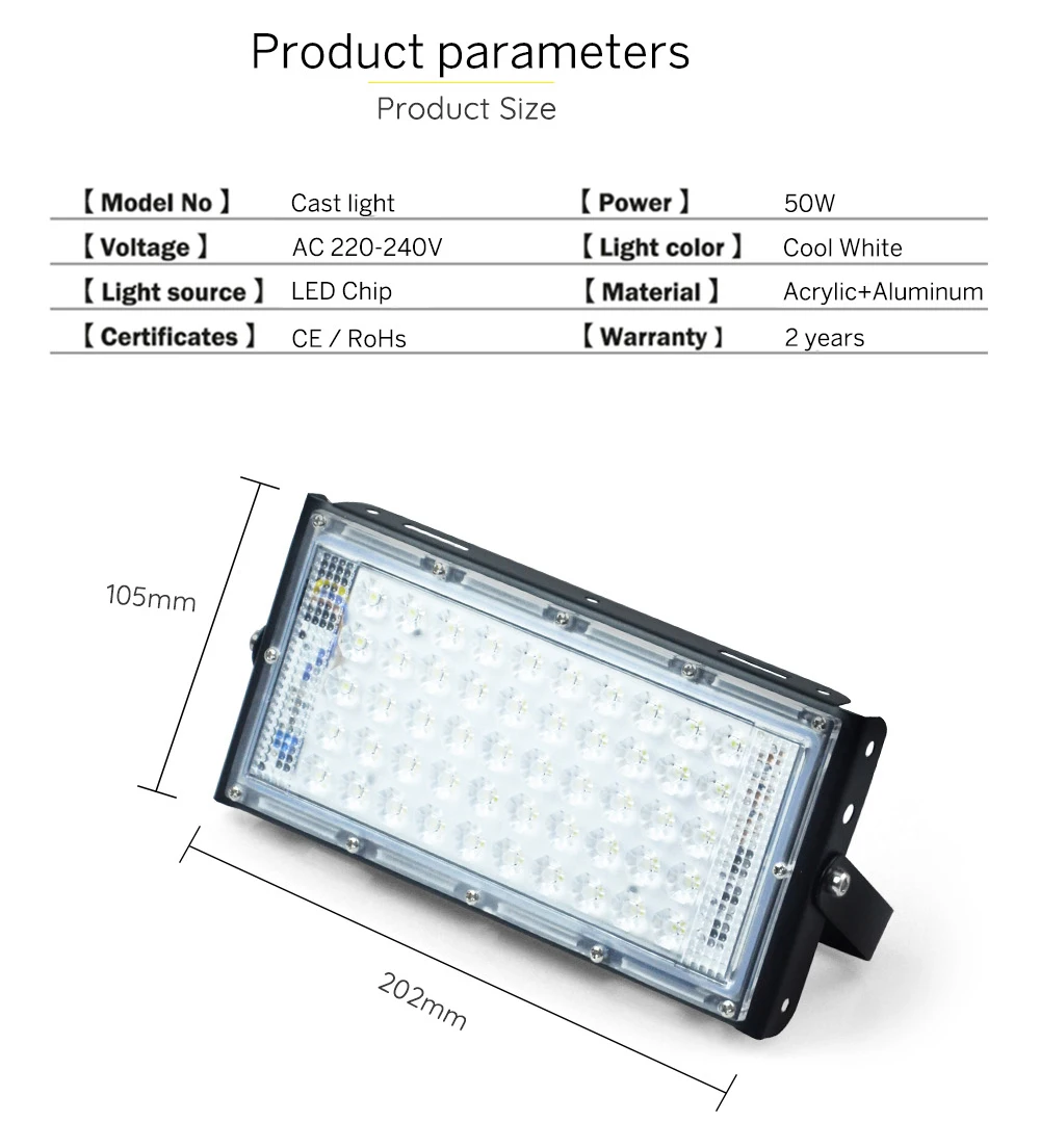 BUYBAY Светодиодный Прожектор модуль Водонепроницаемый IP67 50 W прожектор 220 V-230 V уличный фонарь светодиодный прожектор проектор освещения Combi