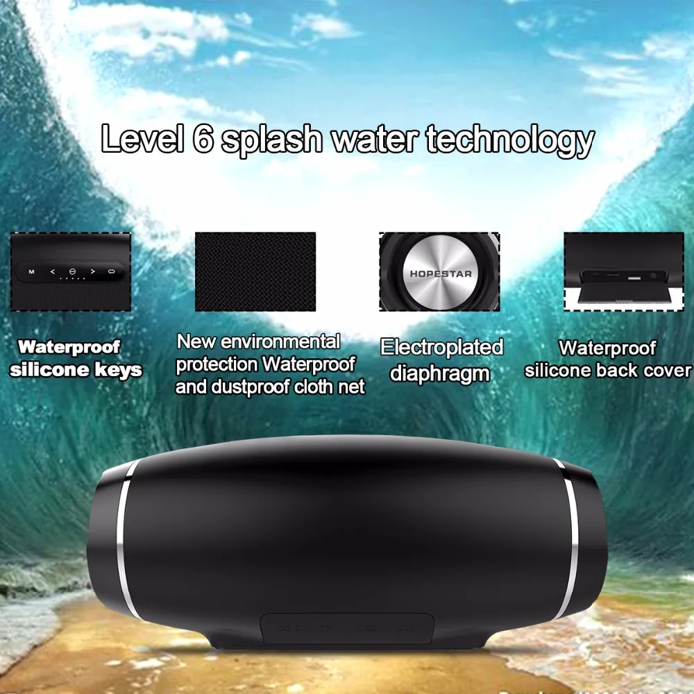 HOPESTAR H27 Wireless Bluetooth Speaker 3D Stereo Soundbar, Waterproof Outdoor Boombox with Subwoofer and FM Radio, Portable Speaker Compatible with Charge XTREME image 3