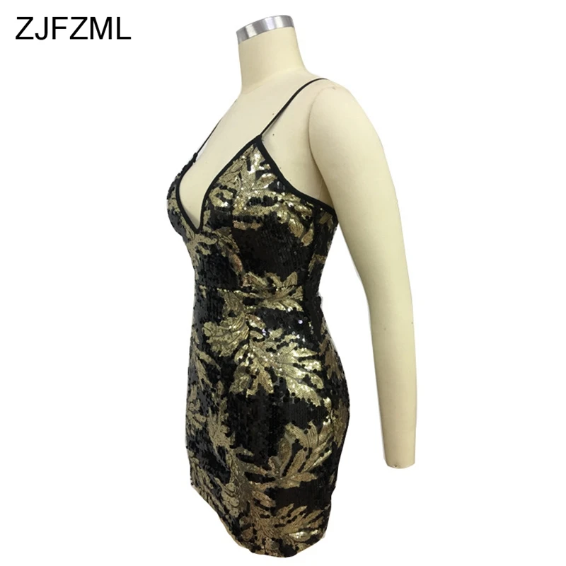 ZJFZML сексуальное платье с золотыми и зелеными блестками женское вечернее платье без рукавов с v-образным вырезом роскошное платье с открытой спиной и блестками Сарафан Vestidos