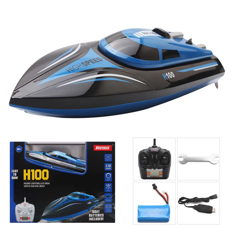 Skytech H100 Catamaran Radio RC Racing Boat 2.4GHz 4CH High Speed RC boat for fishing ship bait boat with LCD For Gifts