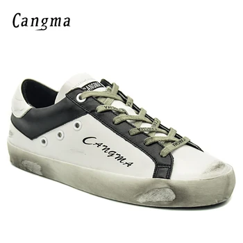 

CANGMA Italian Designer Sneakers Women Shoes Autumn White Black Genuine Leather Retro Woman Leisure Shoes Dames Flats Schoenen