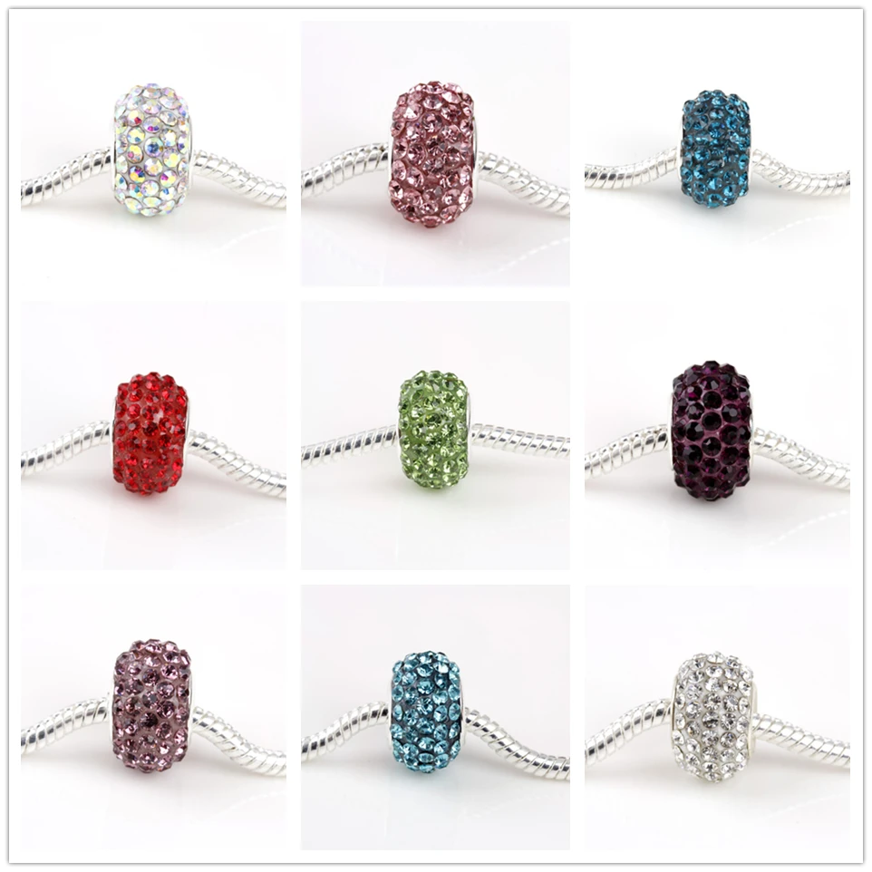 

2019 Free Shipping European Colorful crystal Beads Aolly Charm Bead Fit Pandora For Girl DIY Bracelets & Bangles jewelry Trinket