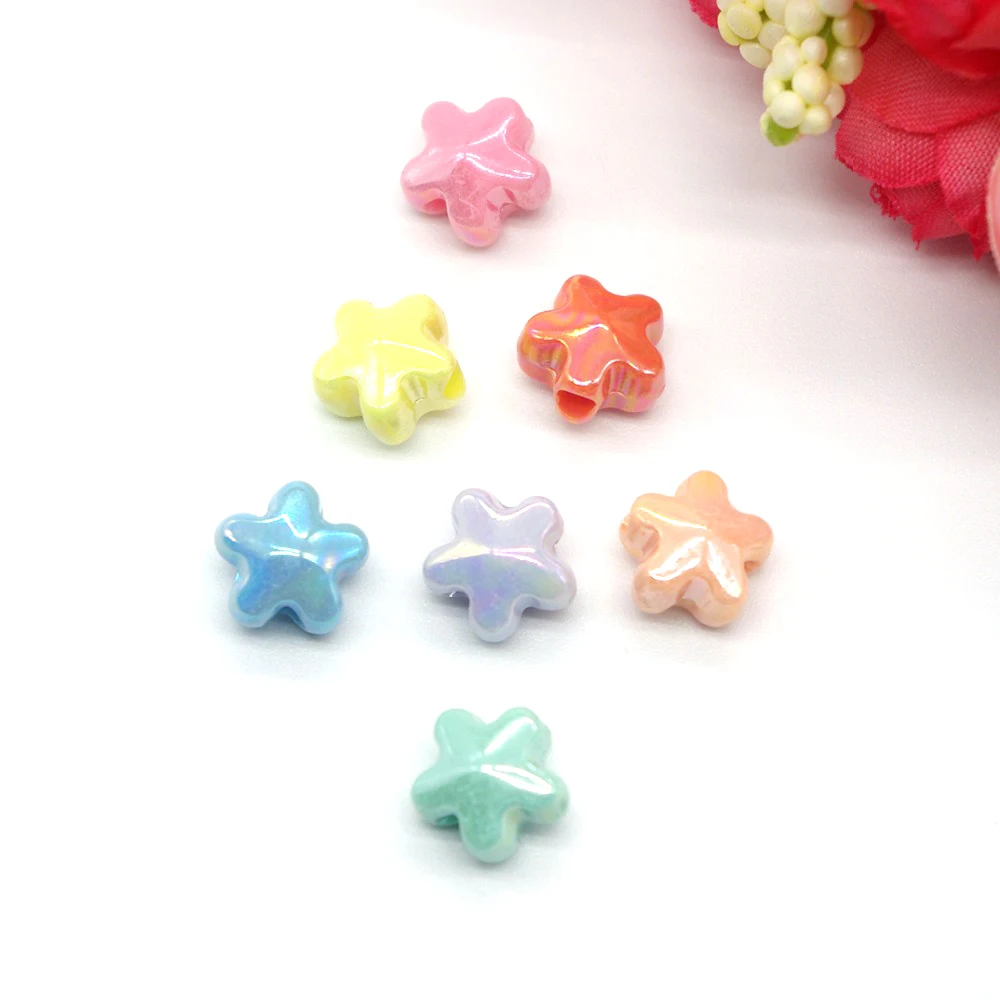

100pcs/lot 11mm Big Hole Star Shape Acrylic Beads Scrapbook Sewing Buttons DIY Material Findings DB0009