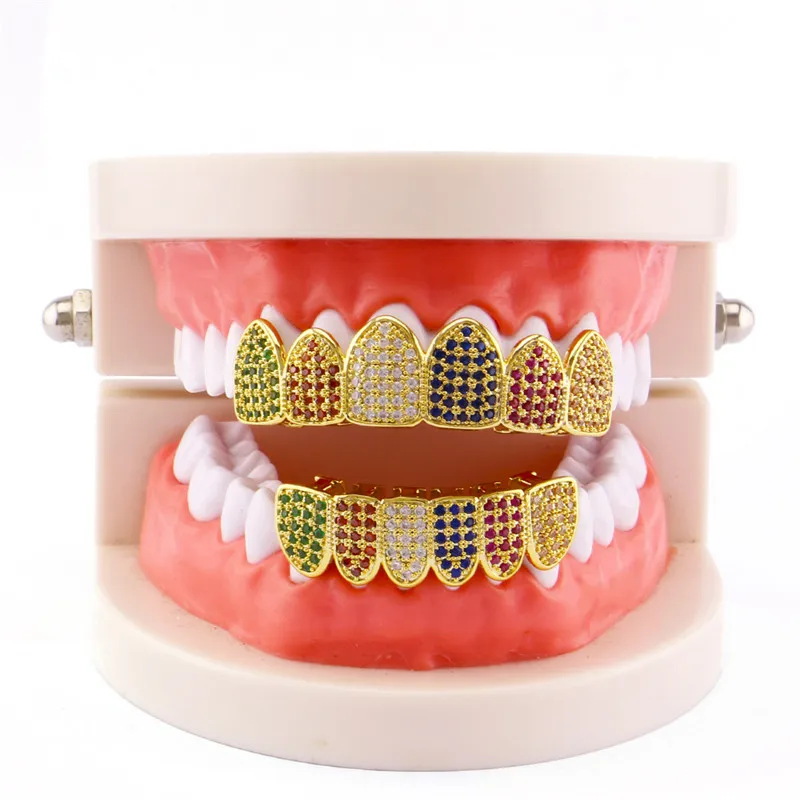 Gold plated Large Diamond studded Hip hop Gold Braces Mouth Teeth
