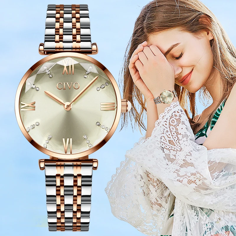 Civo Orologi da Donna di Lusso da Polso Impermeabile Orologi di Marca Top  Cinturino in Acciaio di Cristallo di Quarzo Della Vigilanza Wirst per Le  Donne Orologio Reloj Mujer|Women's Watches| - AliExpress