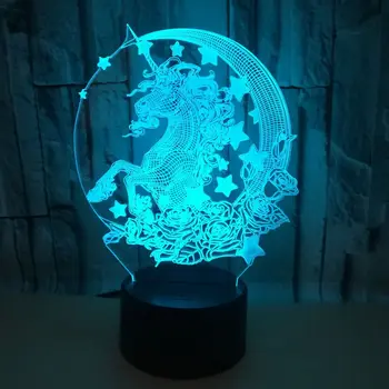 

Unicorn 3D LED Night Light Unicornio Party Cartoon Horse Lamp 7 Color Change Baby Bedroom Decor Sleep Lighting Best Gift