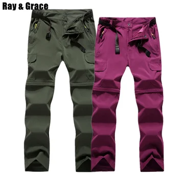 

RAY GRACE Detachable Pants Shorts Women Men Summer Outdoor Hiking Pants Waterproof Quick Dry Cargo Pants Climbing Trekking