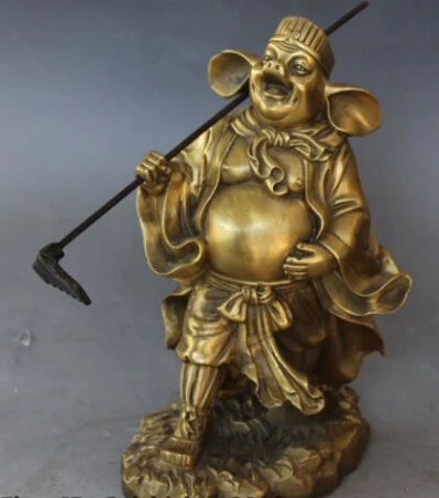 

JP S0057 10"Chinese Bronze Journey to the West Myth Pig Lord God Zhu Ba jie Buddha Statue