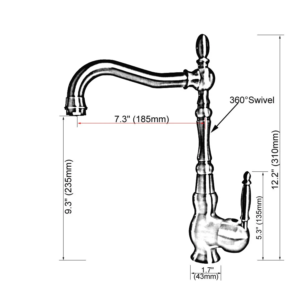 Polished Chrome Brass Swivel Spout One Hole/Handle Kitchen/Bar Bathroom Sink Faucet Hot&Cold Mixer Tap anf929