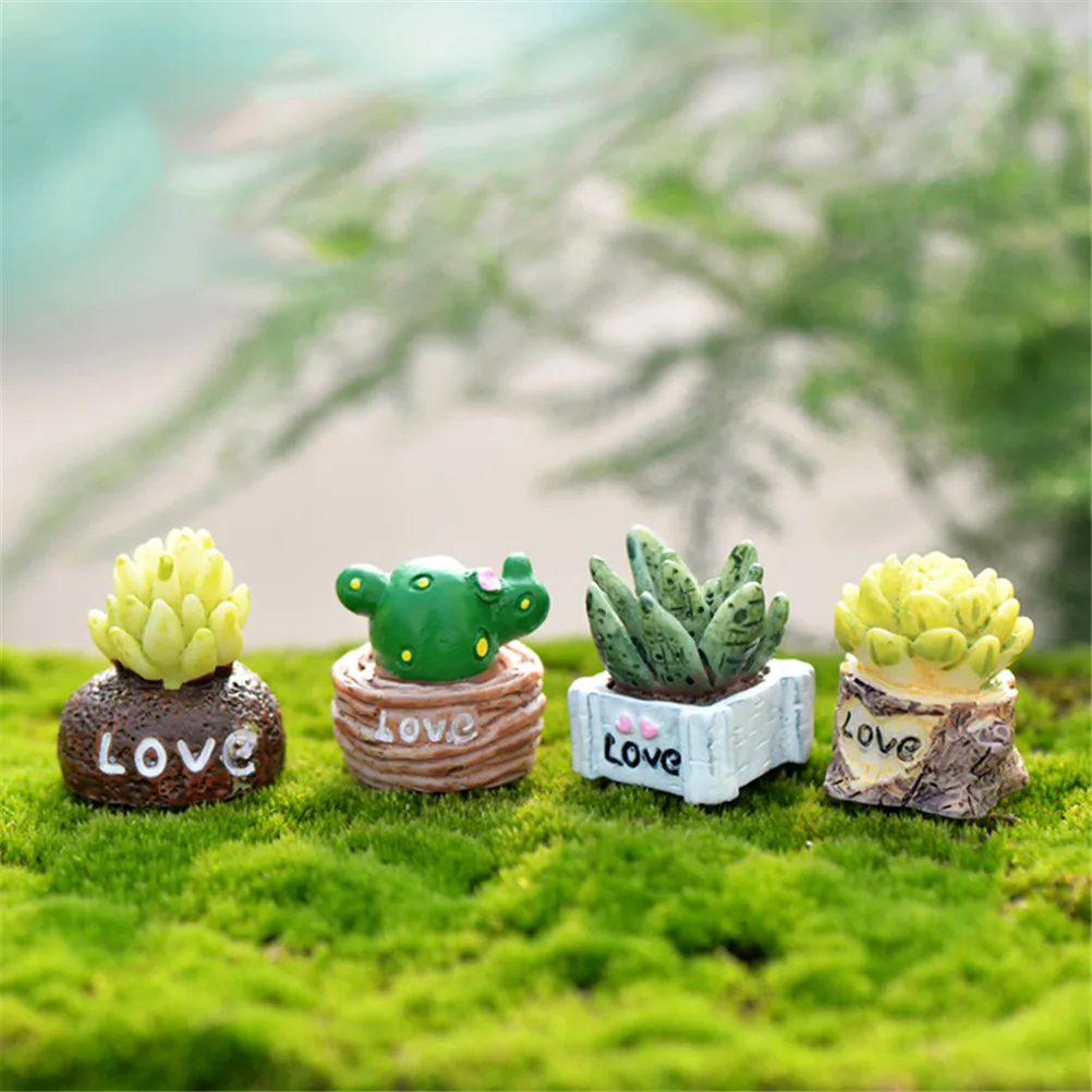 Miniature Craft 4Pcs/Lot Mini Flower Trees Miniature Plants Fairy