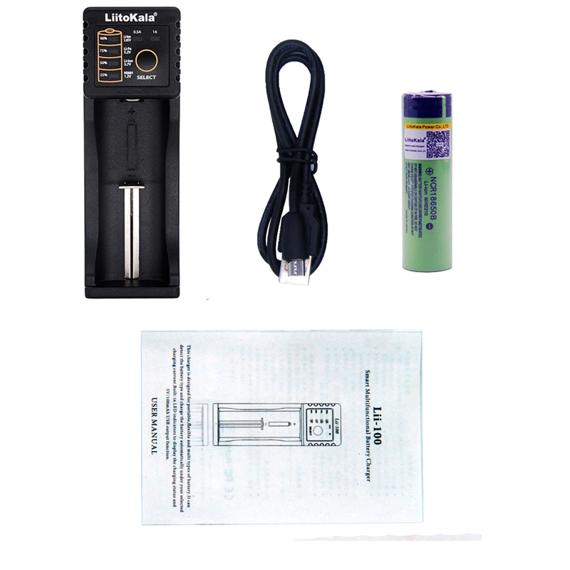 LiitoKala lii-100 USB 26650 18650 AAA AA умное зарядное устройство+ 1 шт. NCR18650B 3,7 в 18650 3400 мАч литий-ионная аккумуляторная батарея(без PCB