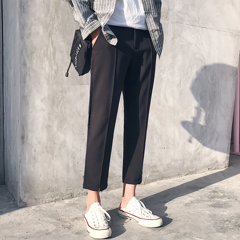 2018 New Three-dimensional Cropped Wild Nine Harlan Slim Casual Pants Personality Fashion Classic Simple Tide Male Pop Youth