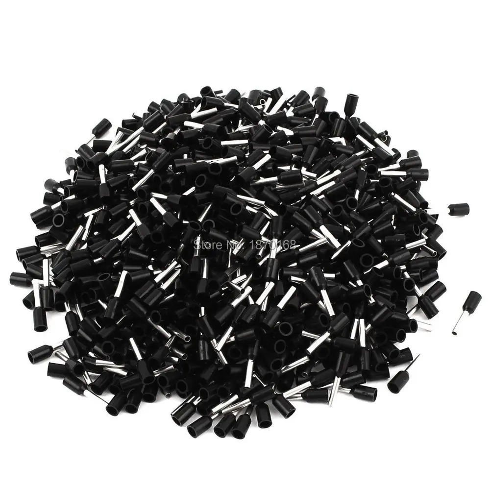 

1000 Pcs Crimp Terminal pra terisolasi ferrule, Hitam E1008 18AWG 1.0mm2