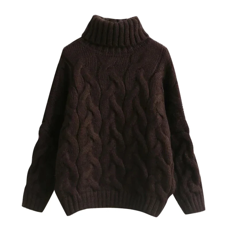 2019 осенне-зимний Повседневный теплый пуловер в Корейском стиле, Женский вязаный свитер, вязаный свитер, водолазка с длинными рукавами