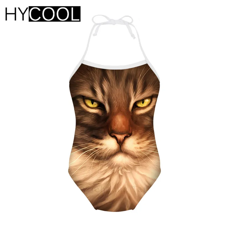 R0231BS HYCOOL Kawaii/Цельный купальник с изображением сиамского кота; купальный костюм для девочек; цельный купальный костюм для детей; детский купальный костюм; От 3 до 8 лет для малышей - Цвет: R0231BS