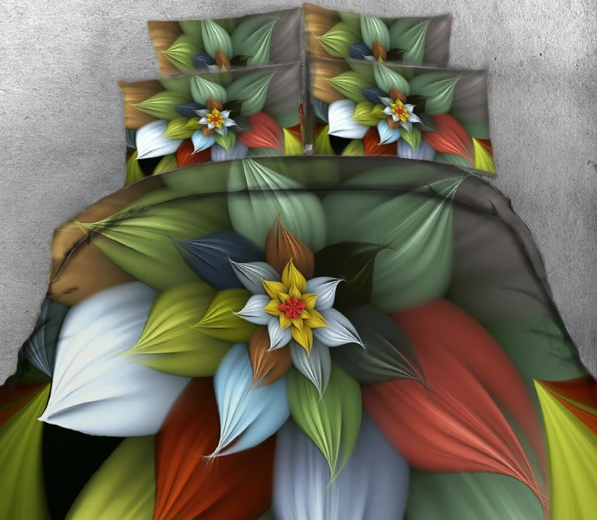 

Colorful big flower 3d effect photo bed linen can be customized photo pattern