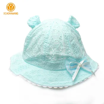 

Hollow Baby Girls Hats Solid Cotton Baby Hat With Bow Summer Cute Princess Beanies 2017 Ears Infant Bucket Cap Baby Accessories