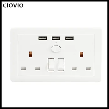 

Multi-functional Electric Wall Power Outlet Socket with 3 USB Port AC UK Plug