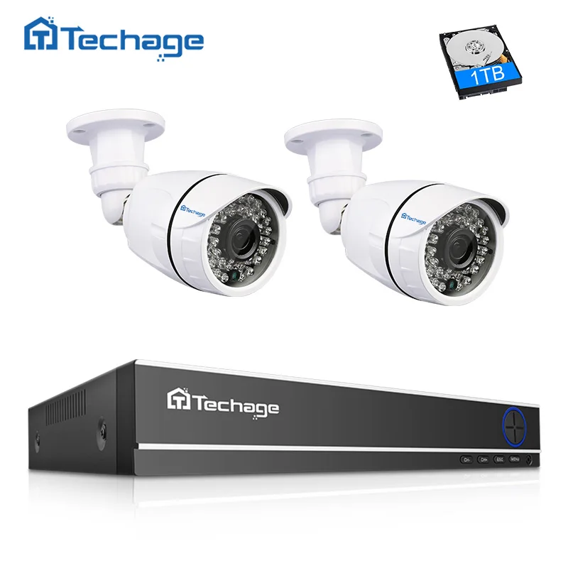 Techage система безопасности камеры 4CH 1080 P AHD DVR комплект 2 шт. 2MP IR Cut наружная