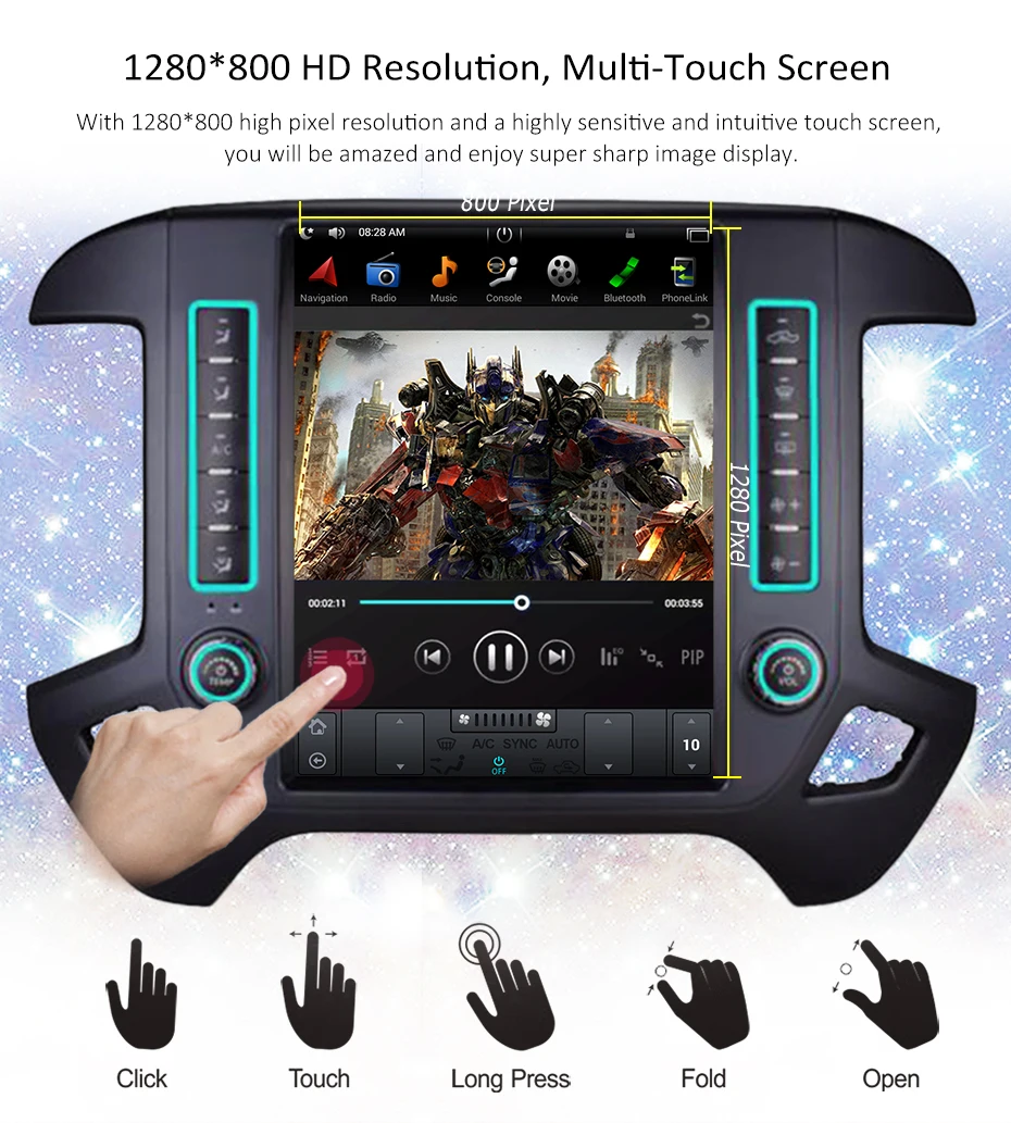 Sale Android 7.1 12.1" Tesla style Vertical car radio navigation player For Chevrolet Silverado and GMC Sierra 2014 2015 2016 - 2018 2