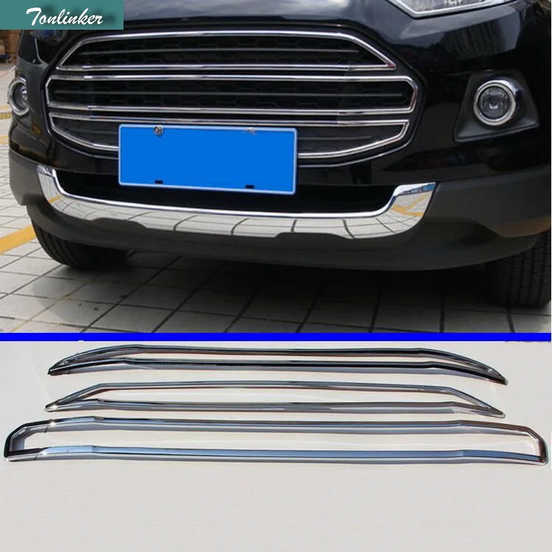 

Tonlinker 3 PCS DIY Car Styling ABS Chrome Front Grille Air Intake Decorative Light Box Case stickers for Ford Ecosport 2013