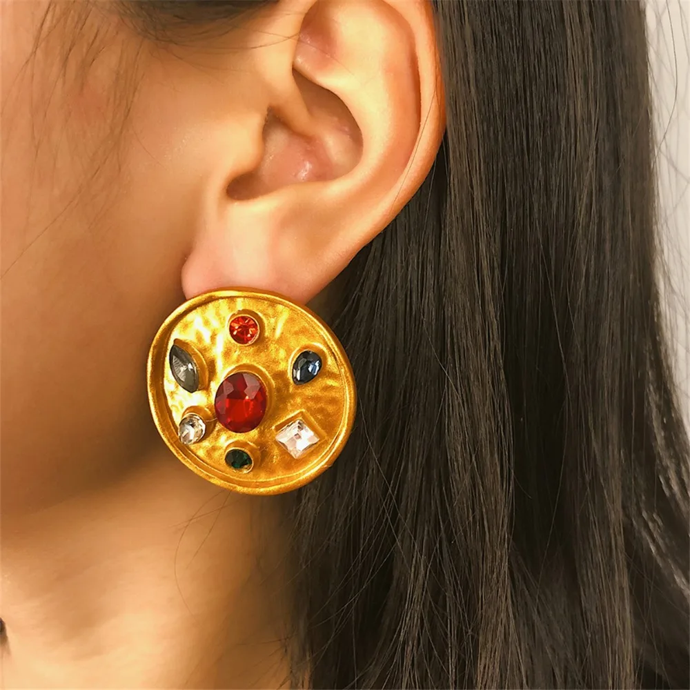 

fashion Big Round Red Crystal Drop Earrings Ear Jewelry Charm Green Rhinestone Turtle Shape Dangle Earrings Women Gift