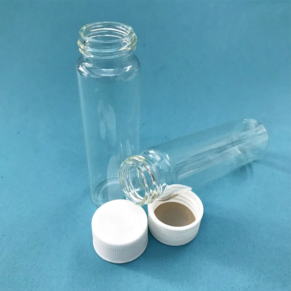 

Transparent Screw Chromatography Vial 40ml Sample Storage Bottle 27.5*95mm Parse Bottle With Solid Lid Septa 22mm 100pcs