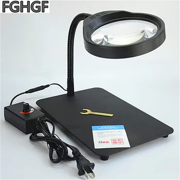 

Desktop large size HD magnifying glass 10 times with LED light All metal and glass Dimmable Hand carved Learning to read Home