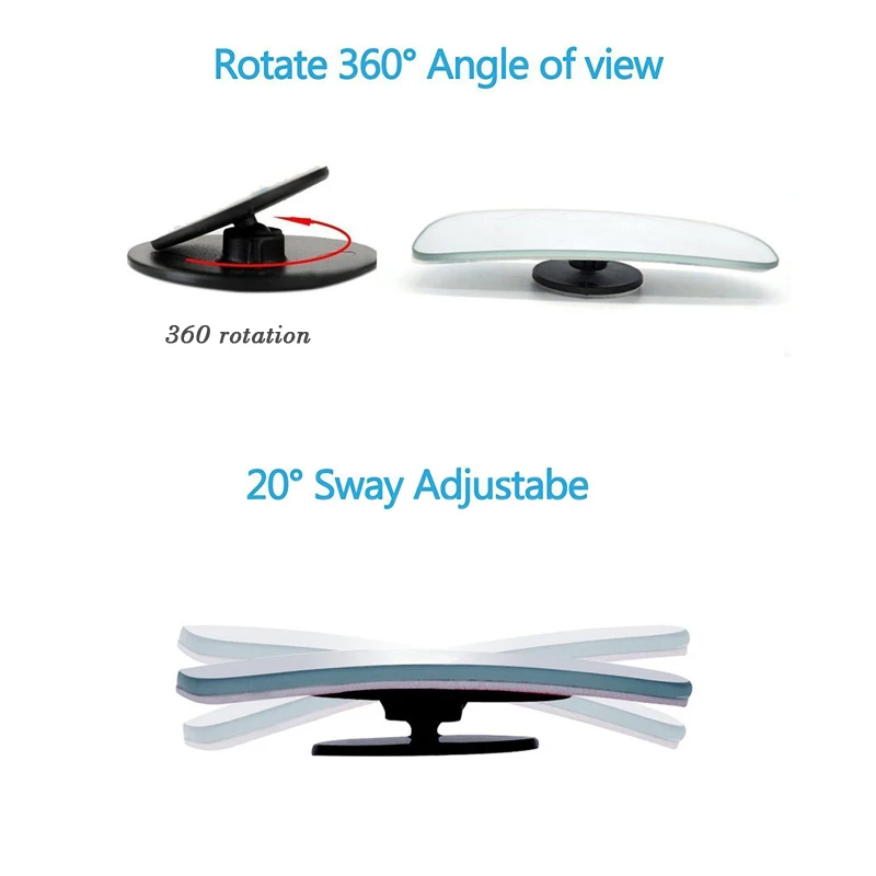 Rétroviseur de voiture, 1 paire, miroir de sécurité Auto, Angle mort, rotatif à 360 degrés, grand Angle réglable, convexe pour le stationnement