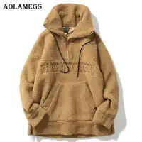 Aolamegs Male Sweatshirt Letter Plus Velvet Sweatshirts Couple Pullover Fashion Long Sleeve High Street Streetwear Casual Winter