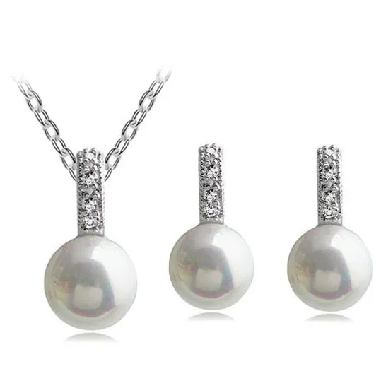 

tiger totem free shipping promotion queen round simulated pearl rhinestones Valentine gift necklace earrings fashion jewelry set