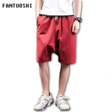 Летние новые хлопковые повседневные мужские шорты свободные шаровары мужские хип-хоп натуральный цвет дышащий Джоггеры мужские шорты большого размера