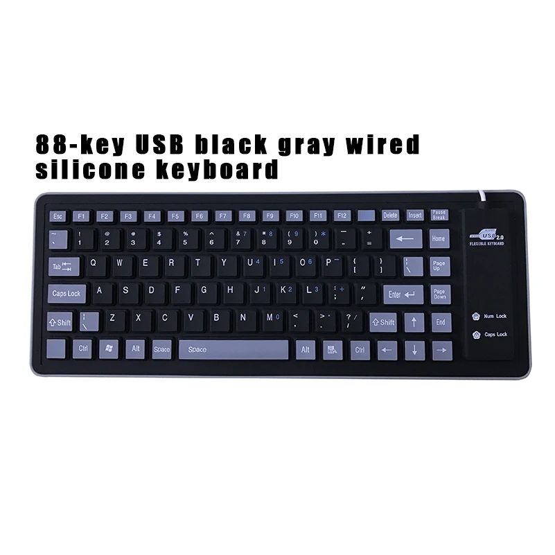 

Wired Silicone Keyboard 88 Key USB Black Gray Suitable for Laptop Desktop Computer Smartphone Tablet