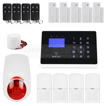 APP Controlado DIYSECUR Conexiones Inalámbricas y Cableadas Zonas de Defensa GSM Marcado Automático Seguridad Para El Hogar Sistema de Alarma + Flash Siren + RFID