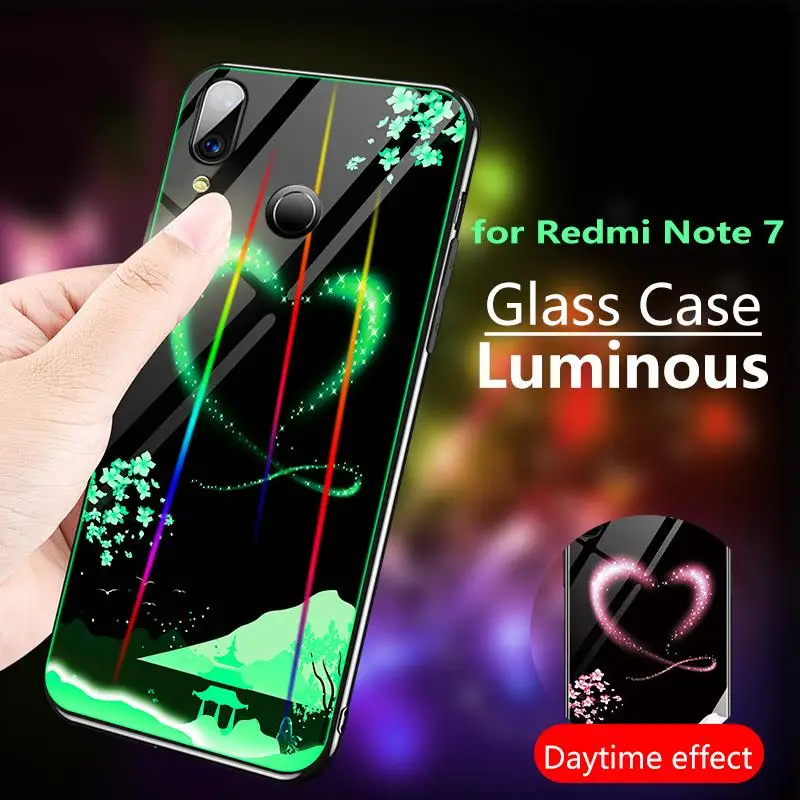

Luminous Phone Case For Xiaomi Redmi Note 7 Cases Night Shine Aurora Gradient Luxury Cover for Redmi Note7 Fundas Capa Coque