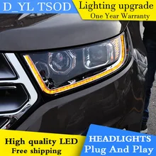 D_YL стайлинга автомобилей для Ford Edge фары кромкой светодиодный фары DRL Объектив Двойной Луч H7 спрятал bi Xenon объектива