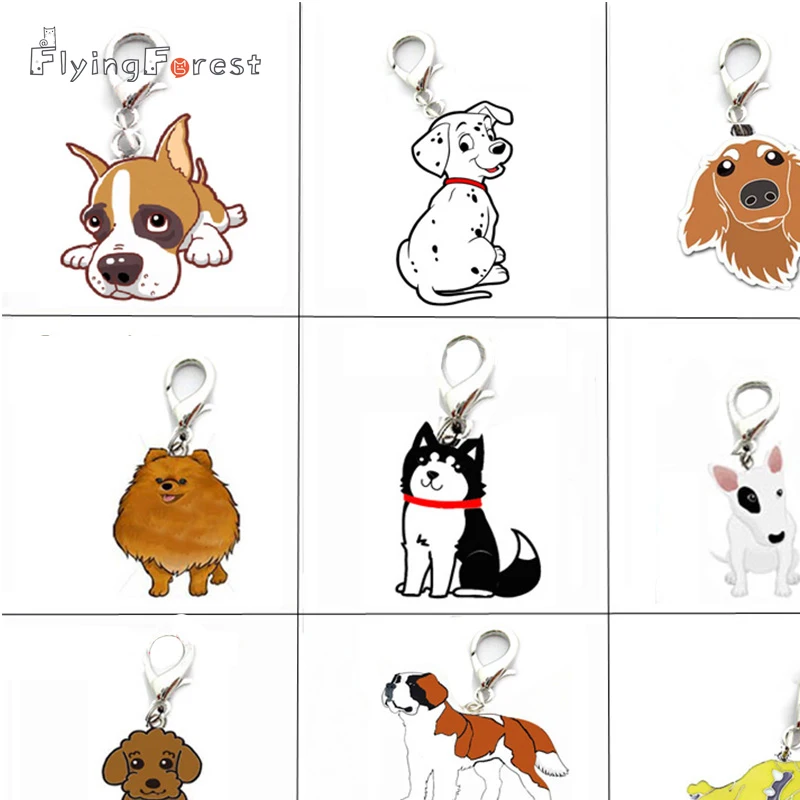 

Keychain 5pcs/lot Pet Dogs Pendant Keychain Charms Poodle Bulldog Husky Bag Charms for Jewelry Making Supplies for Jewelry