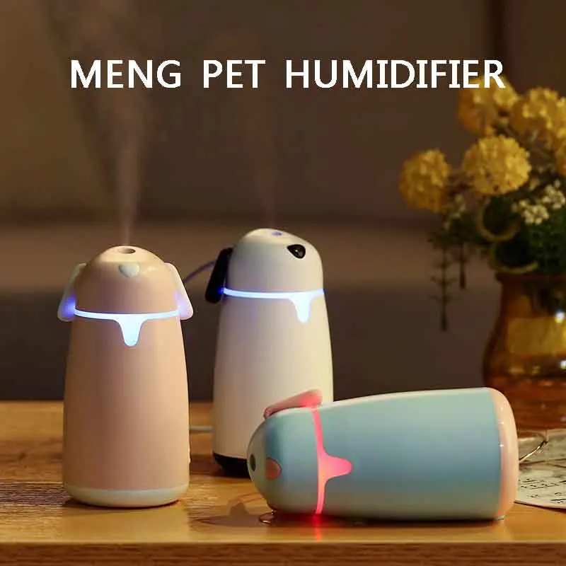 

Lovely Portable Mini Cartoon Dog Air Humidifier Car Home Aromatherapy Diffuser Purifier Colored LED Light HY99 OC16