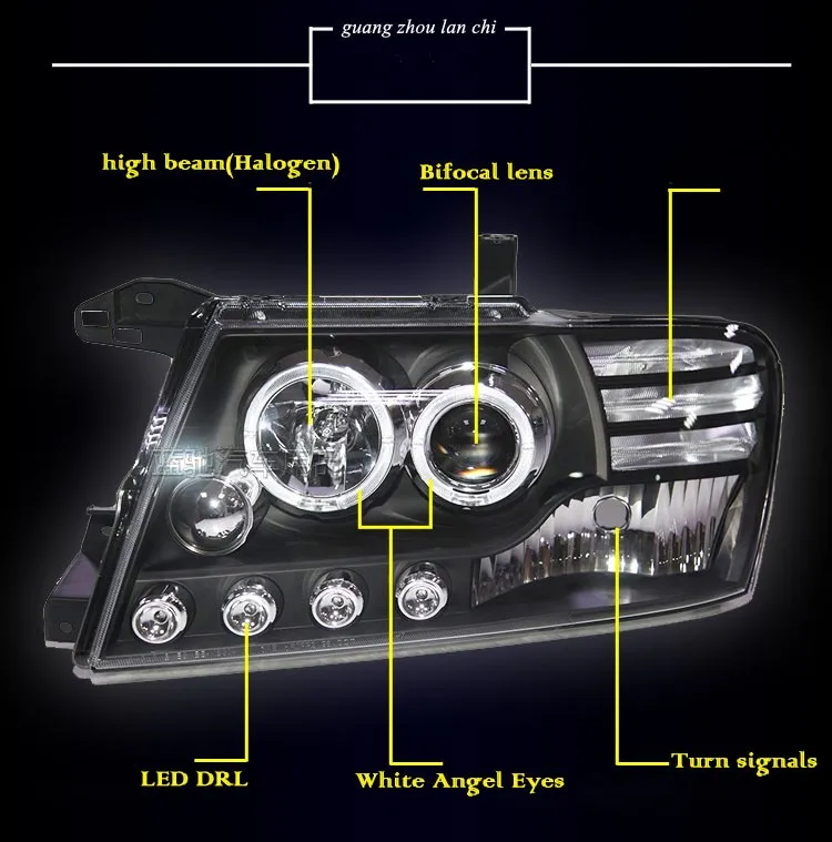 Автомобильный Стайлинг, Головной фонарь, чехол для Mitsubishi Pajero V73, фары, светодиодный фонарь, DRL Объектив, двойной луч, би-ксенон, автомобильные аксессуары