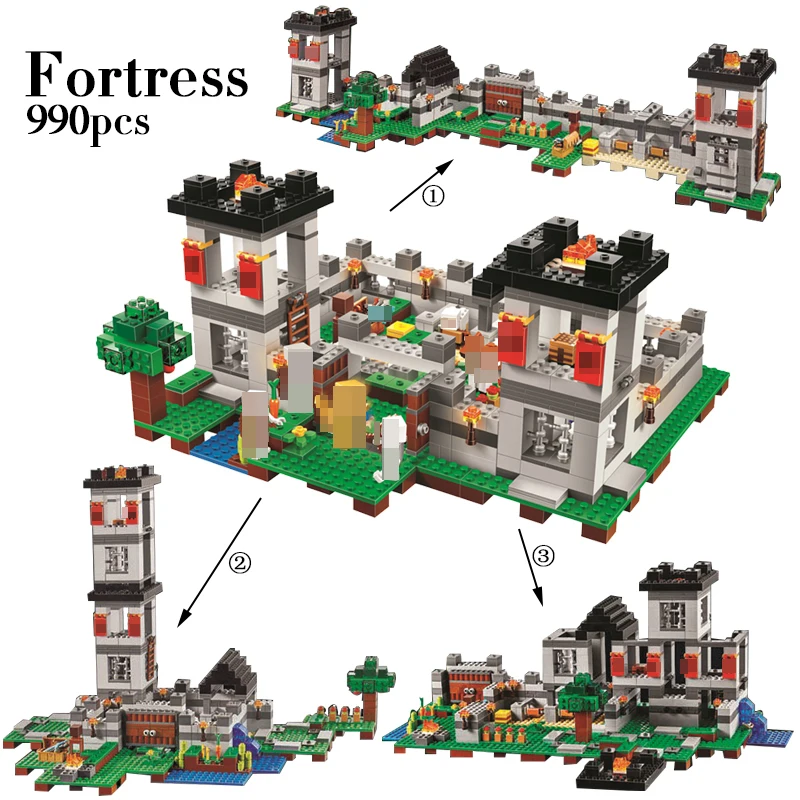 990pcs My world Minecraft The Fortress 4 models action figures DIY Building Block Bricks legoinglys Toy For Kid Compatible 21127 990pcs My world Minecraft The Fortress 4 models action figures DIY Building Block Bricks legoinglys Toy For Kid Compatible 21127