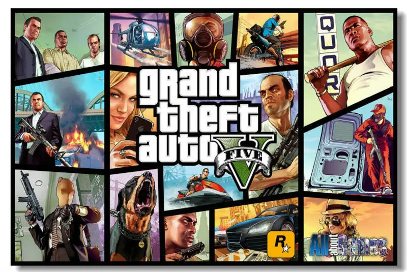 Grand Theft Auto 5 V GTA 5 Video Online Game Poster Print on SILK Wall Art