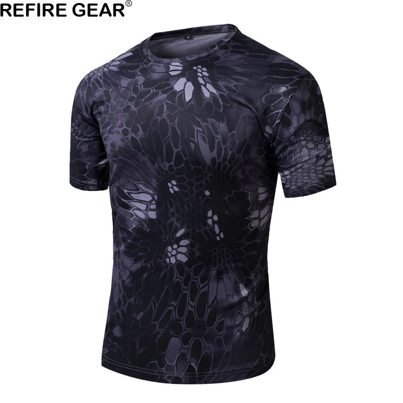 Мужская камуфляжная футболка Refire Gear быстросохнущая дышащая с коротким рукавом