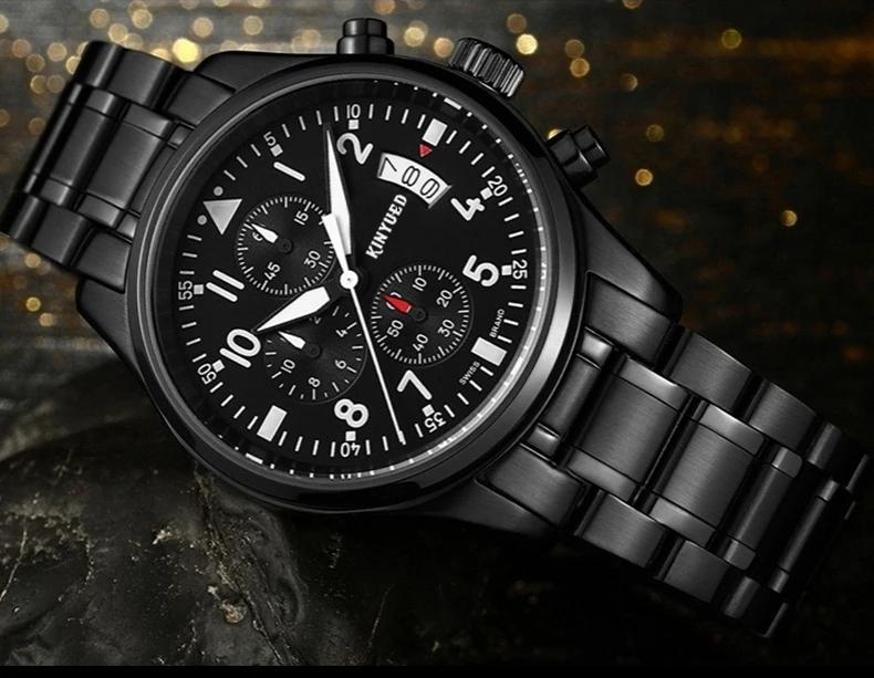 KINYUED Men Business Watch Luxury Top Brand Quartz Chronograph Waterproof Calendar Mens Watches Luminous Hands Relogio Masculino (13)